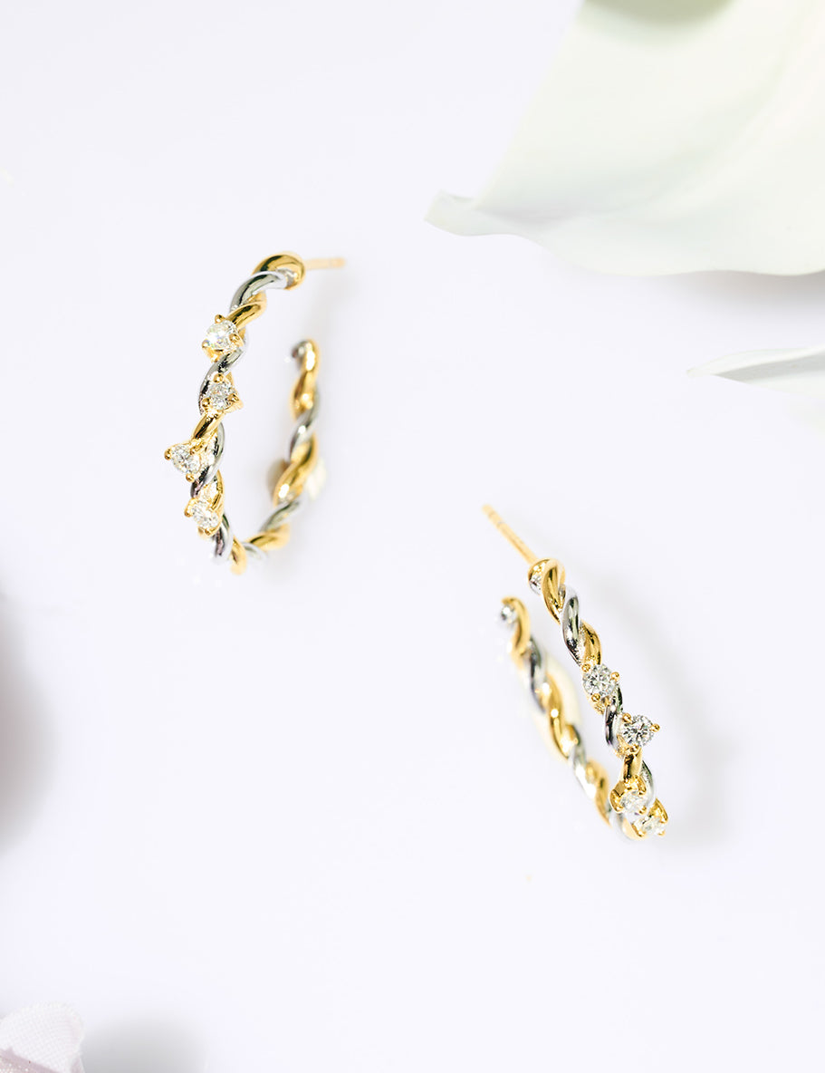 hoop earrings in silver and gold vermeil, Australian jewellery brand Poeme