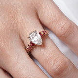[Scarlet Twilight] Hand Engraving Ring With Diamond and Rubies