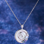 ripple necklace, poeme jewellery, sterling silver pendant with coloured gemstones
