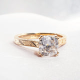 [Cushion-Cut Cornelia] Vintage Inspired 2ct Diamond Ring With Hand Engraving