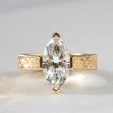 [Leila] 2.5ct Diamond Engagement Ring, With Persian Hand Engraving