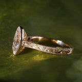 [Harmonia] Champagne Diamond Engagement Ring, With Tulip Gallery