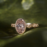 [Harmonia] Champagne Diamond Engagement Ring, With Tulip Gallery