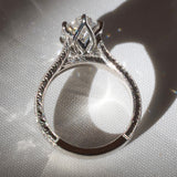Bespoke [Lily of the Valley] Hand Engraved Ring, 3ct Marquise-Cut Diamond