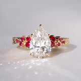 [Scarlet Twilight] Diamond And Ruby Ring With Hand Engraving