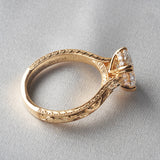 [Oval-Cut Cornelia] Hand Engraved Engagement Ring