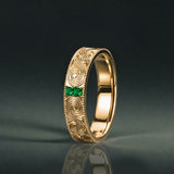 [Shape Of The Wind] Engraved Emerald Ring