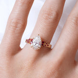 [Scarlet Twilight] Hand Engraving Ring With Diamond and Rubies