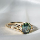 [Lily of The Valley] 3ct Natural Green Sapphire Engagement Ring