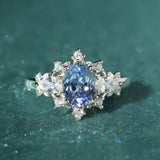 [Snow Country] Sapphire And Diamonds Set In 14k White Gold
