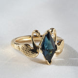 [Swan Oath] 18k Gold With Natural Teal Sapphire